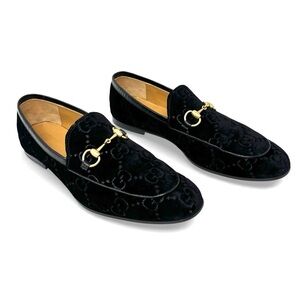 Gucci Jordaan GG Velvet Horsebit Loafers Black Nero/Nero Men’s Size 9.5